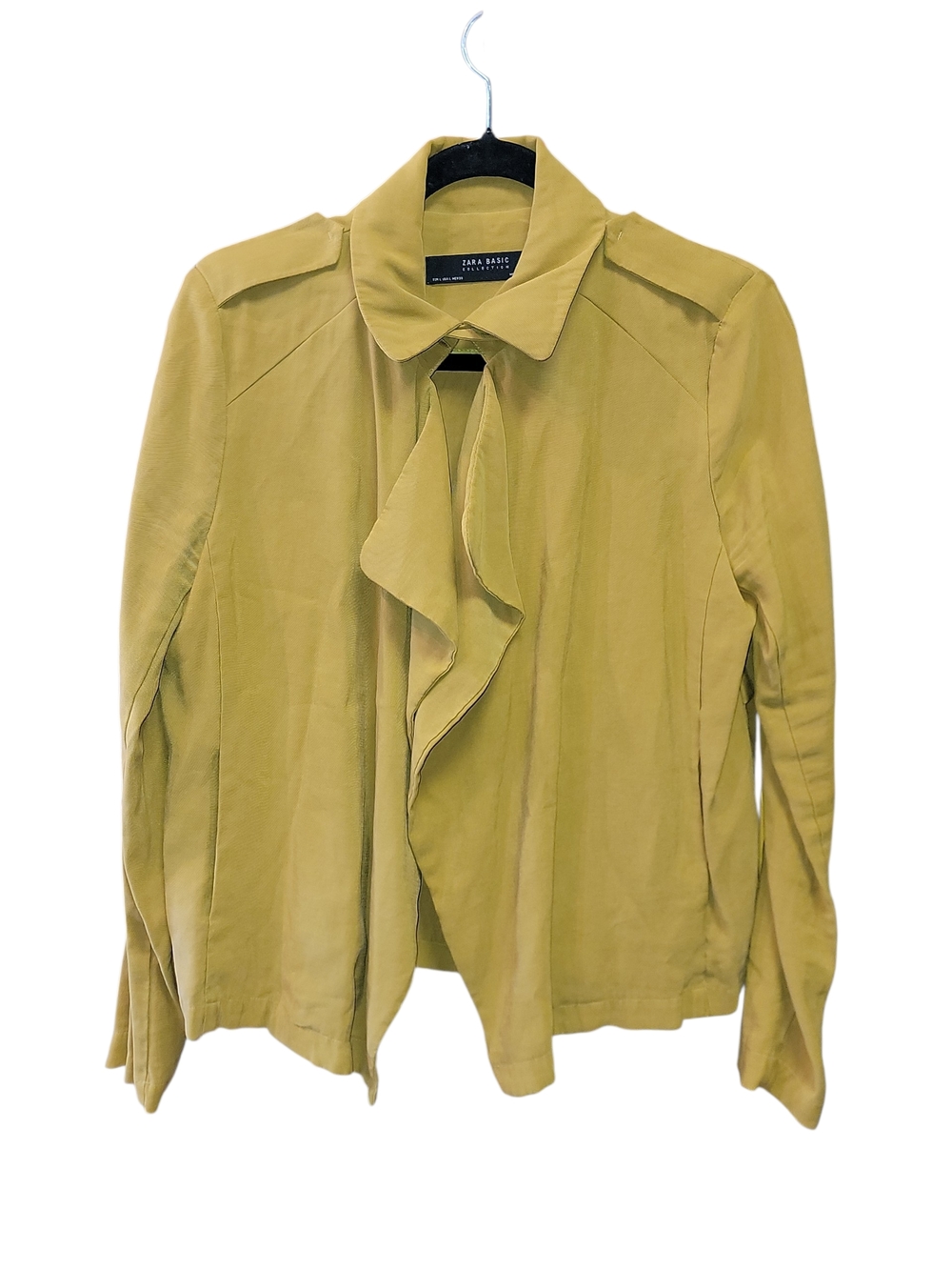 Zara Women's Mustard Yellow Ruffle Front Jacket